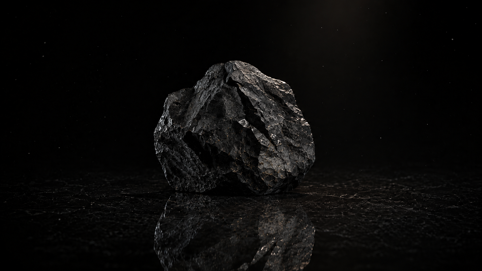 A rough dark mineral rock